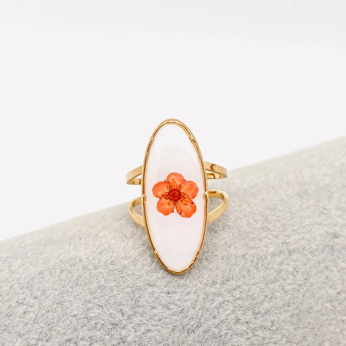 18K Gold Plated Stainless Steel Floral Ring