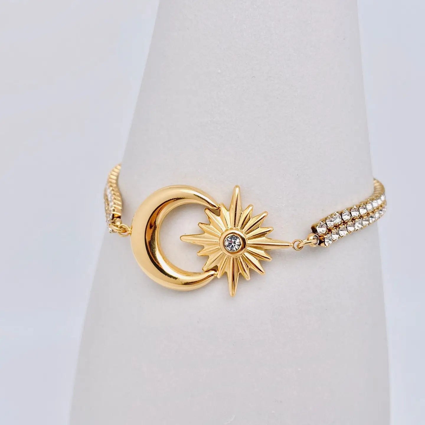 18K Gold Plated Star Moon Cubic Zirconia Bracelet