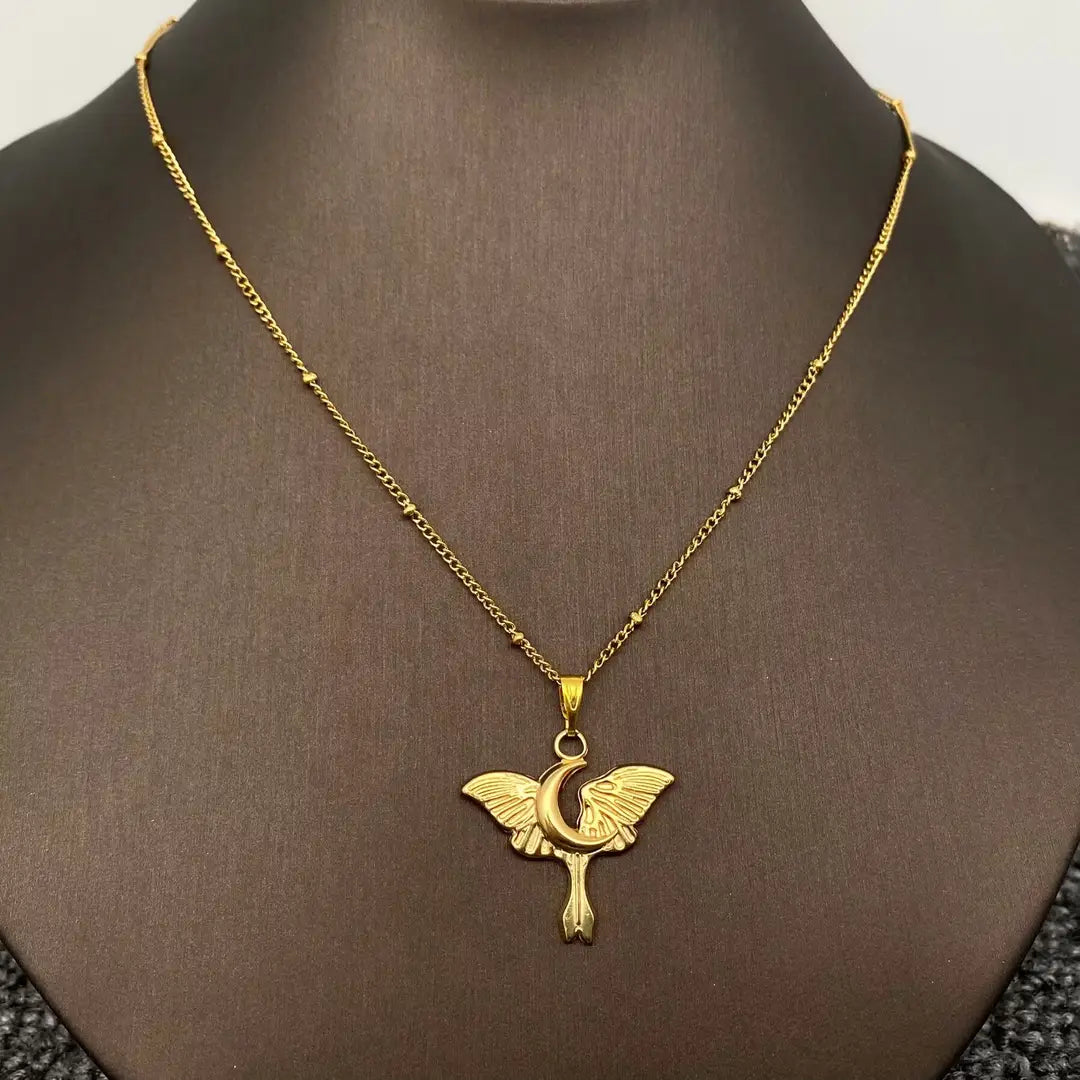 18kt Gold Plated Moth Necklace