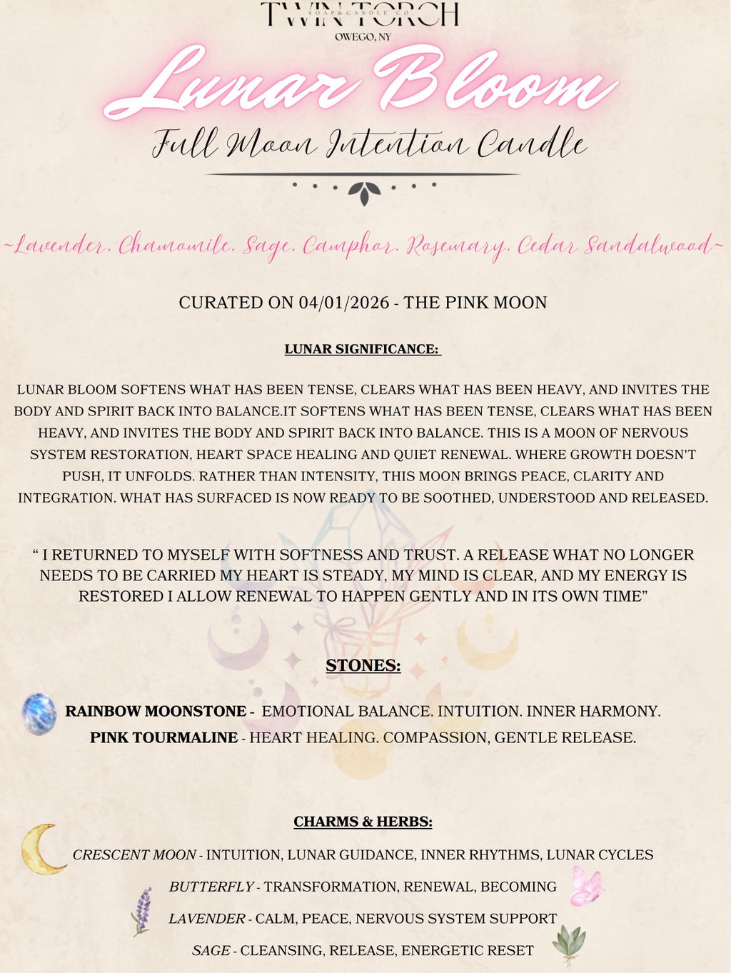 Lunar Bloom - 4.1.26 Full Moon Intention Candle 10oz