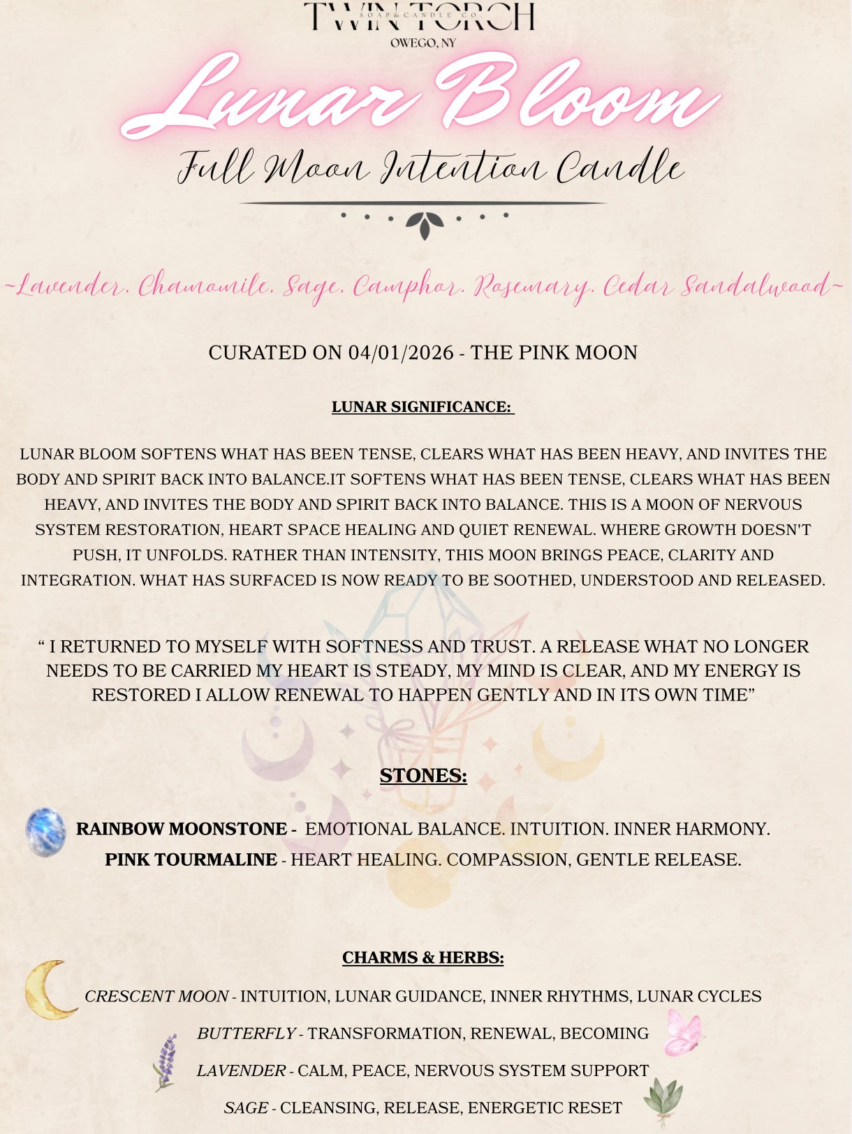 Lunar Bloom - 4.1.26 Full Moon Intention Candle 10oz