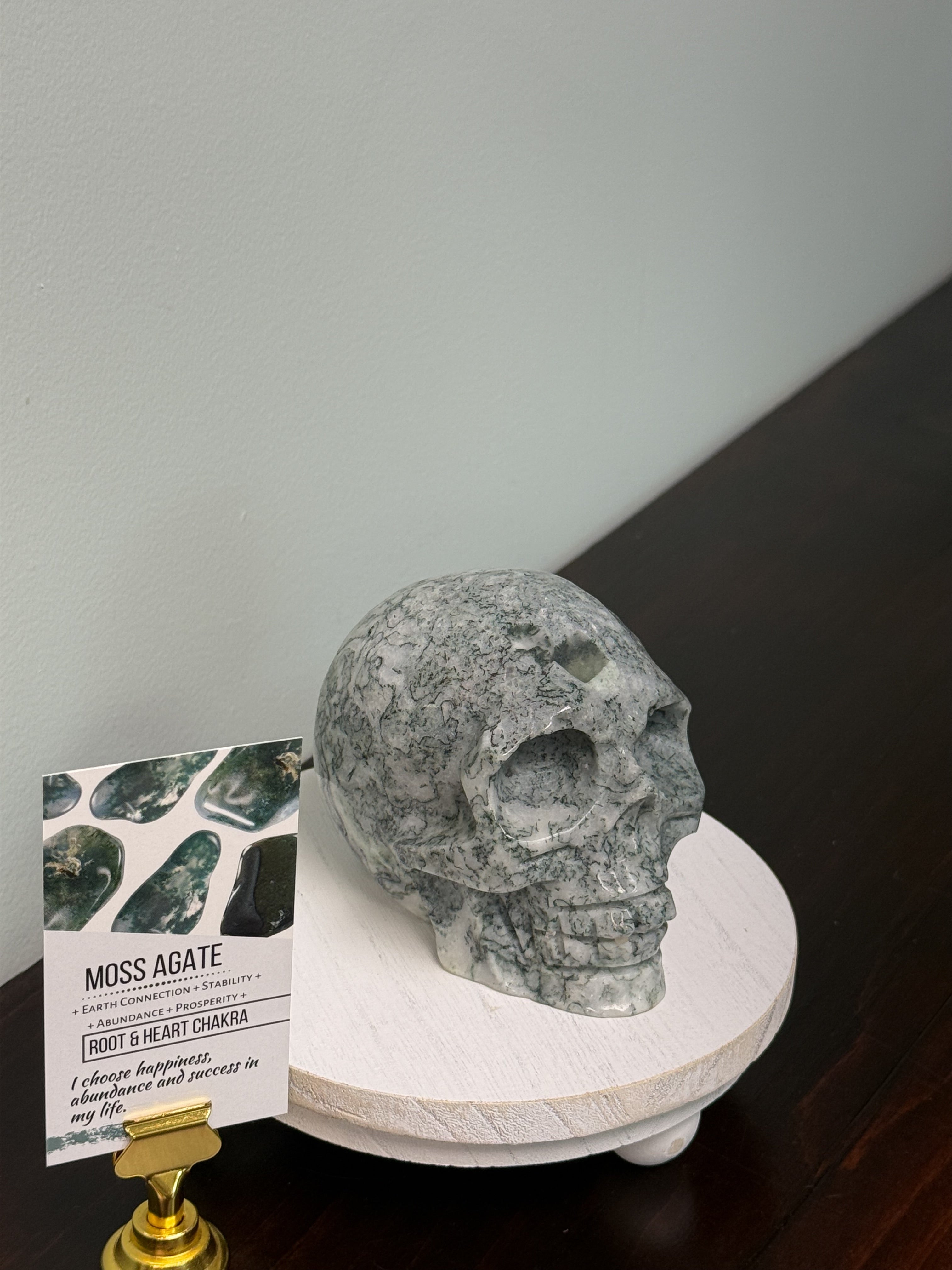 Moss Agate 4” Skull