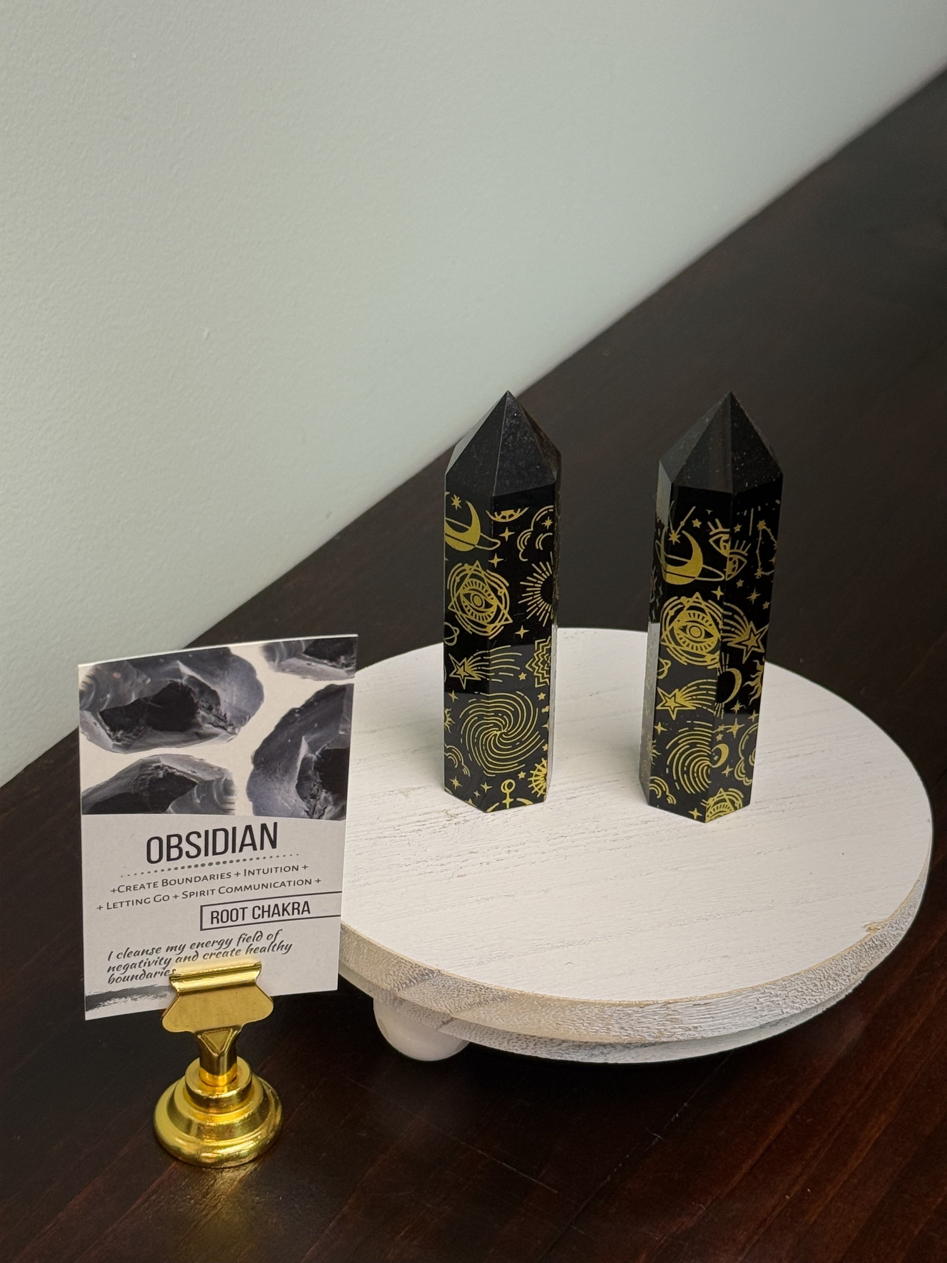 Obsidian Gold Wrapped Tower 3.8”