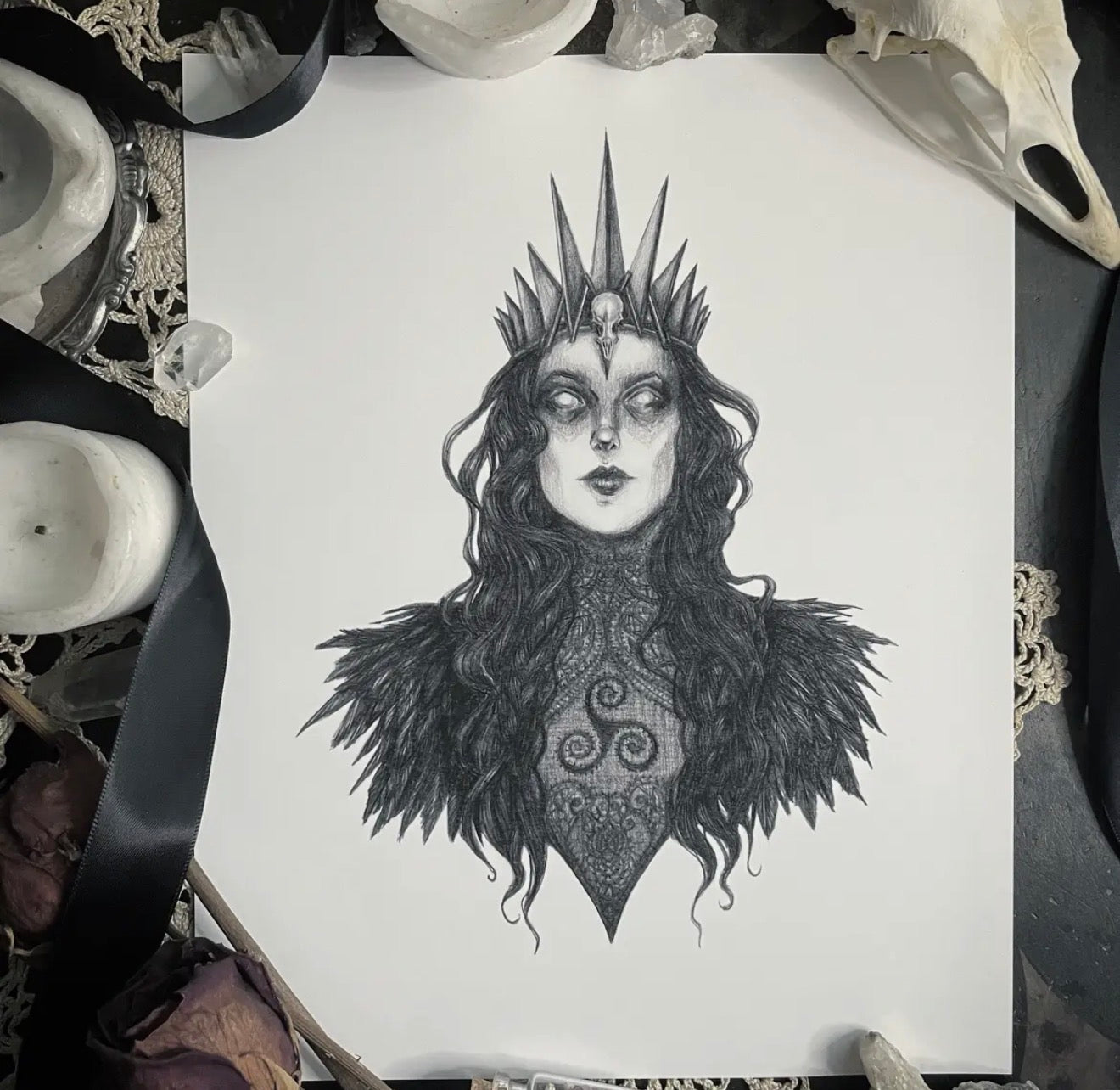 The Morrigan - Fine Art Print - Celtic Goddess of War, Witchcraft, & Death 5x7”