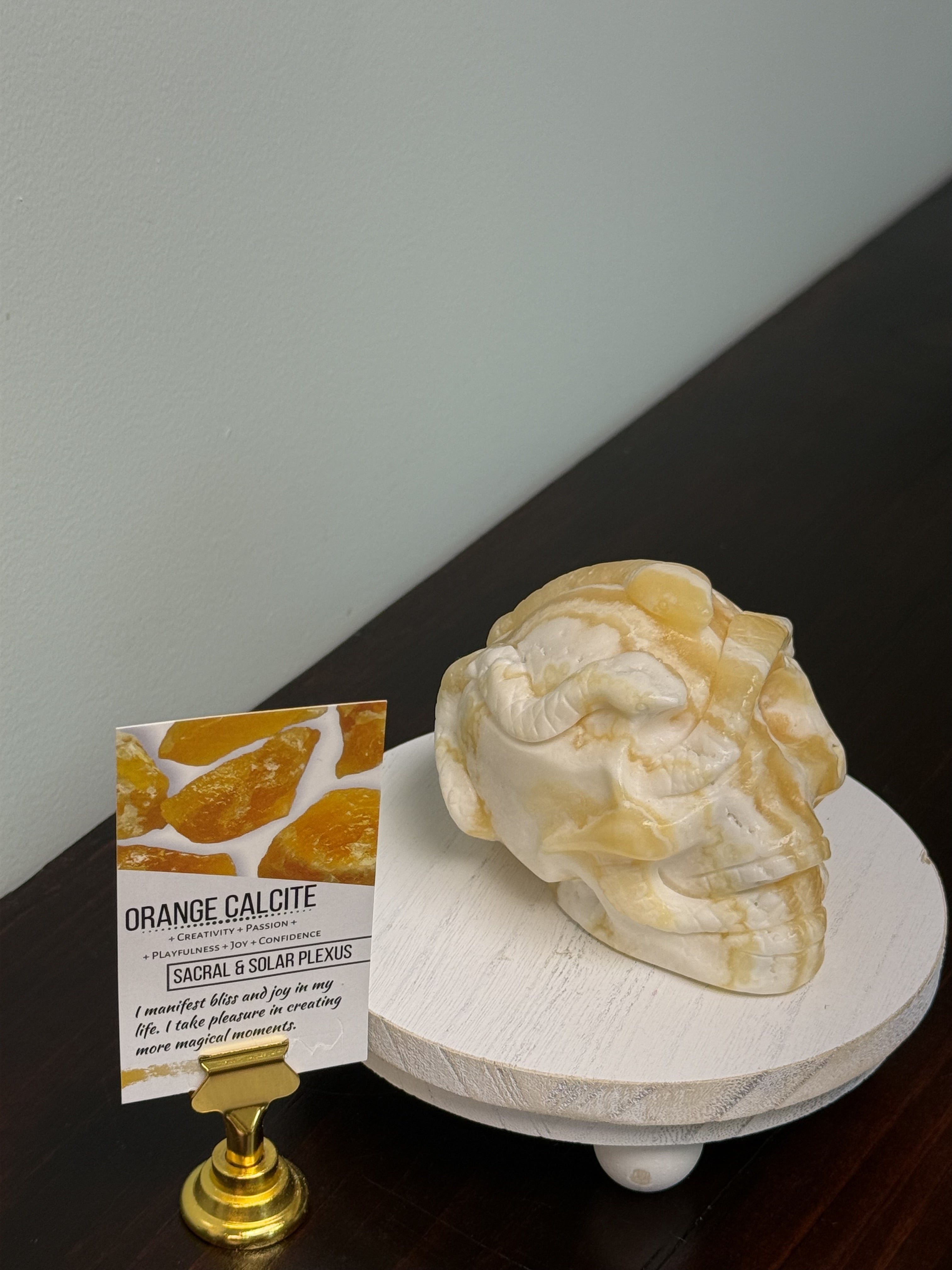 Orange Calcite Honey Skull