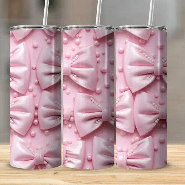 Coquette Bows & Pearls Skinny Tumbler 20oz