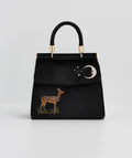 Fable England - Deer & Moon Embroidered Black Velvet Tote