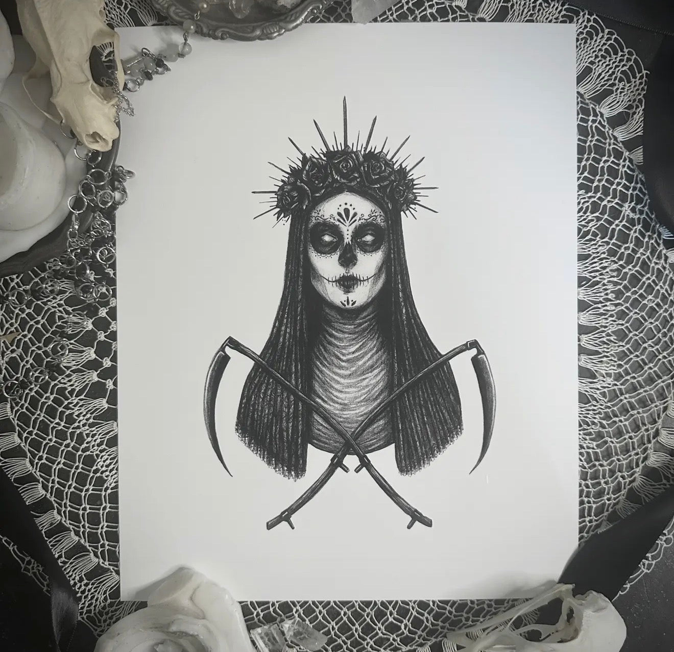 Santa Muerte - Fine Art Print - Mexican Folk Saint of Death 5x7”