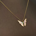 Enamel Butterfly Charm 18K Gold Plated S.Steel Necklace