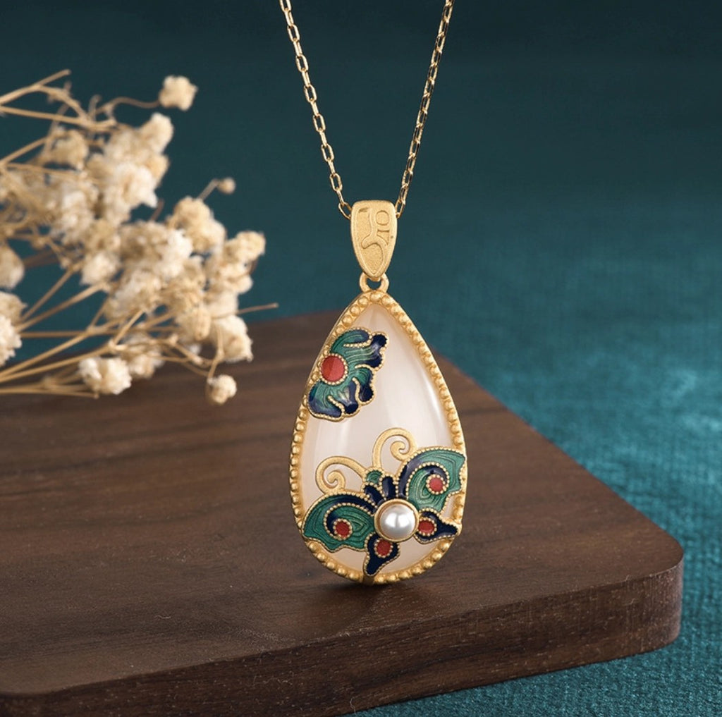 Enamel Butterfly Theme Necklace