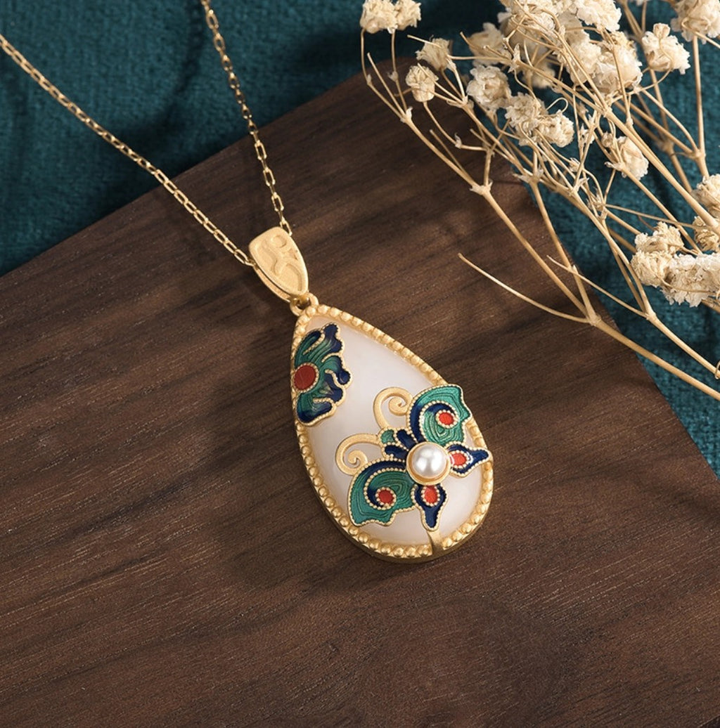Enamel Butterfly Theme Necklace