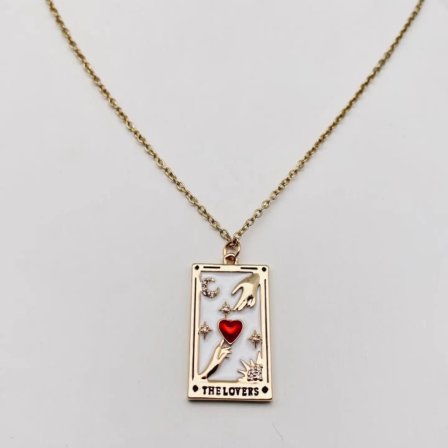 Enamel Tarot Inlay Cubic Zirconia Pendant Necklace