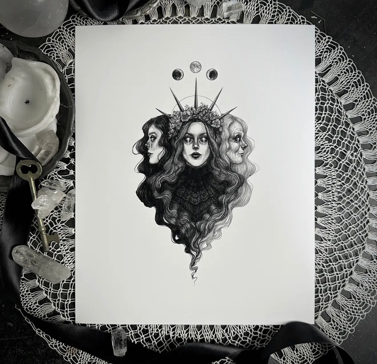 The Triple Goddess - Fine Art Print - Maiden, Mother, & Crone 5x7”