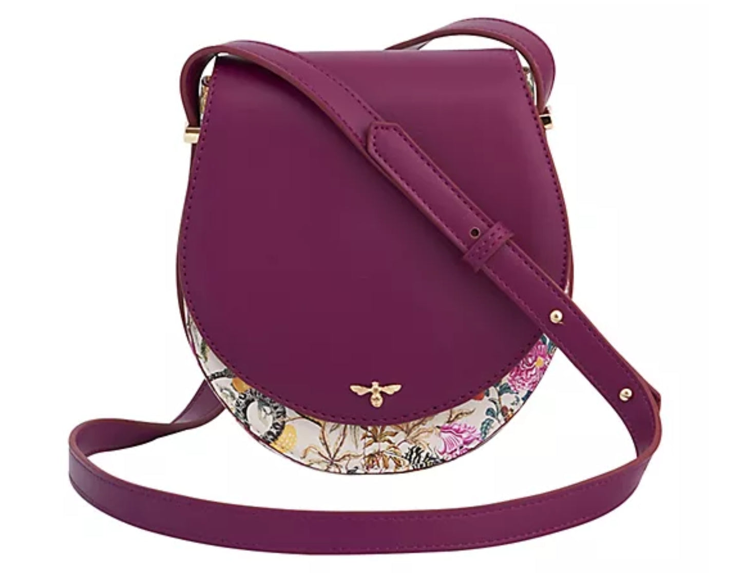 Fable England - Floral Engravings Plum Saddle Purse