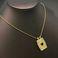 Lovers Enamel Tarot Charm 18K Gold Plated S.Steel Necklace