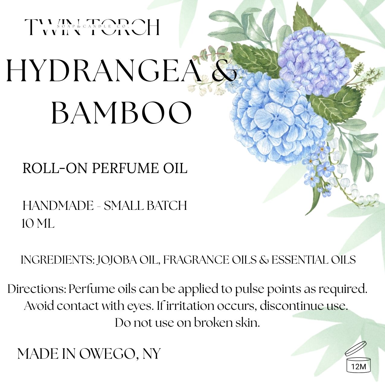 Hydrangea & Bamboo Roller Ball Perfume Oil 10 mL