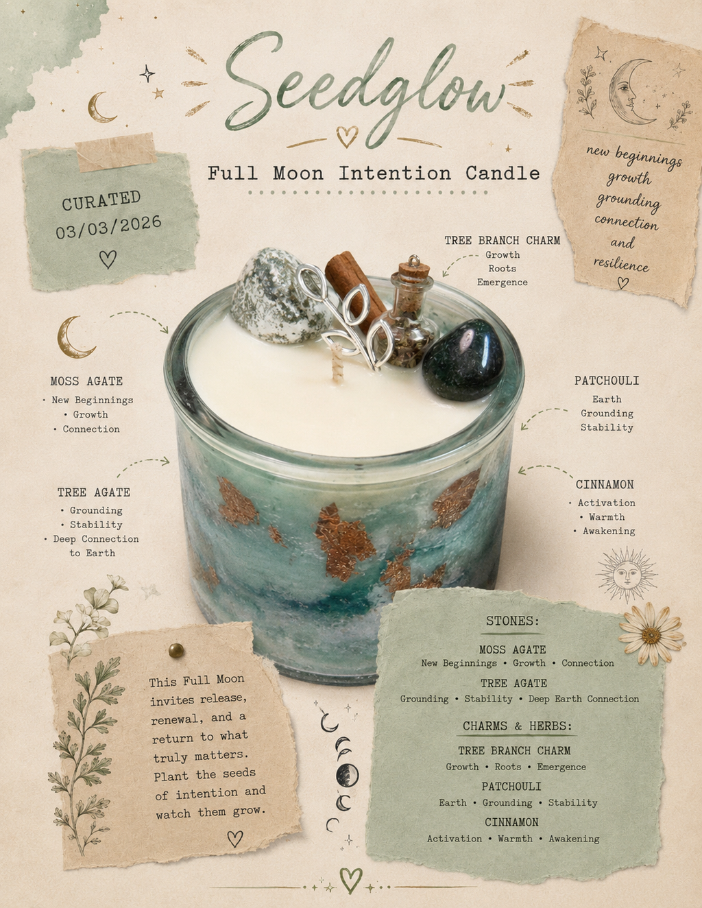 Seedglow - 3.3.26 Full Moon Intention Candle 10oz