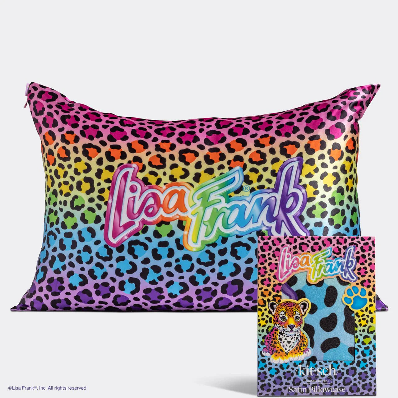 Kitsch X Lisa Franks Standard Satin Pillowcase - Rainbow Leopard