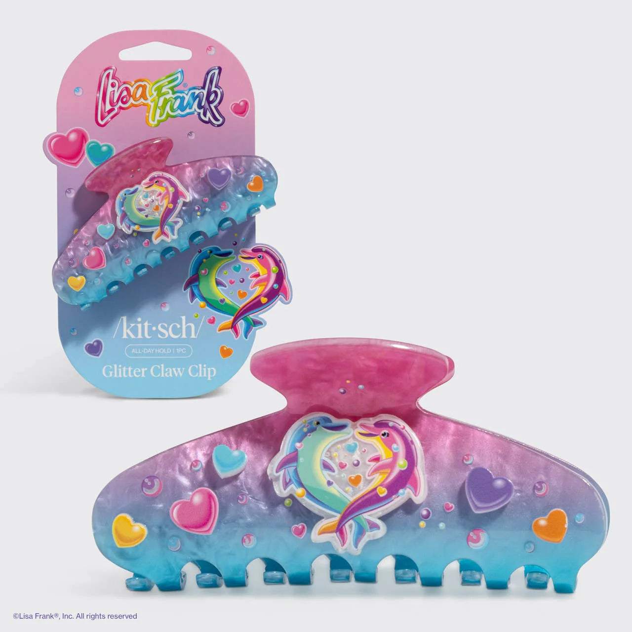 Kitsch X Lisa Franks Glitter Claw Clip - Dancing Dolphins