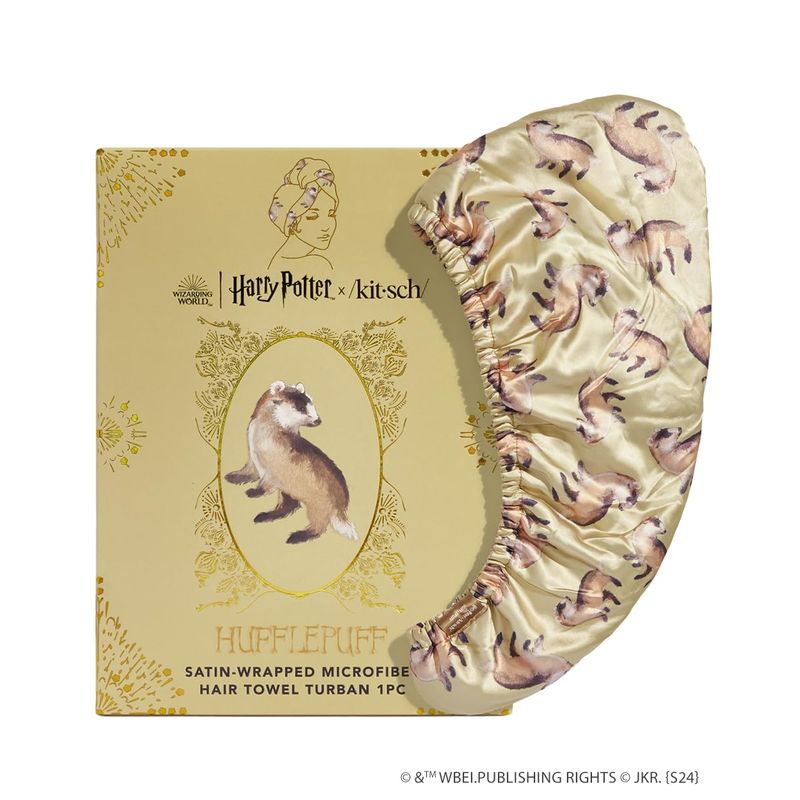 Kitsch X Harry Potter Satin Wrapped Microfiber Hair Towel - Hufflepuff