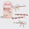 Kitsch Gemstone and Bow Bobby Pins