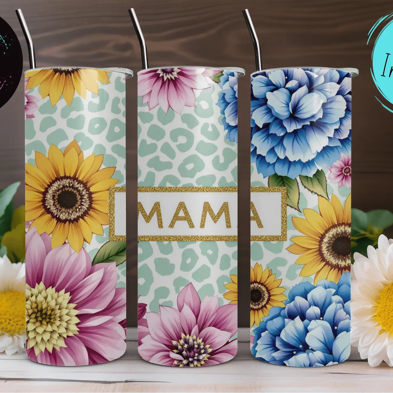 Leopard Floral Mama Skinny Tumbler 20oz