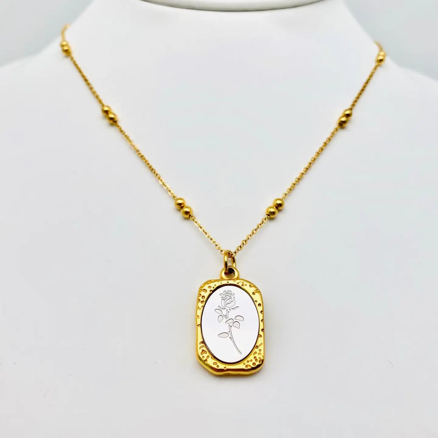 Magic Mirror Rose Stainless Steel Pendant Necklace