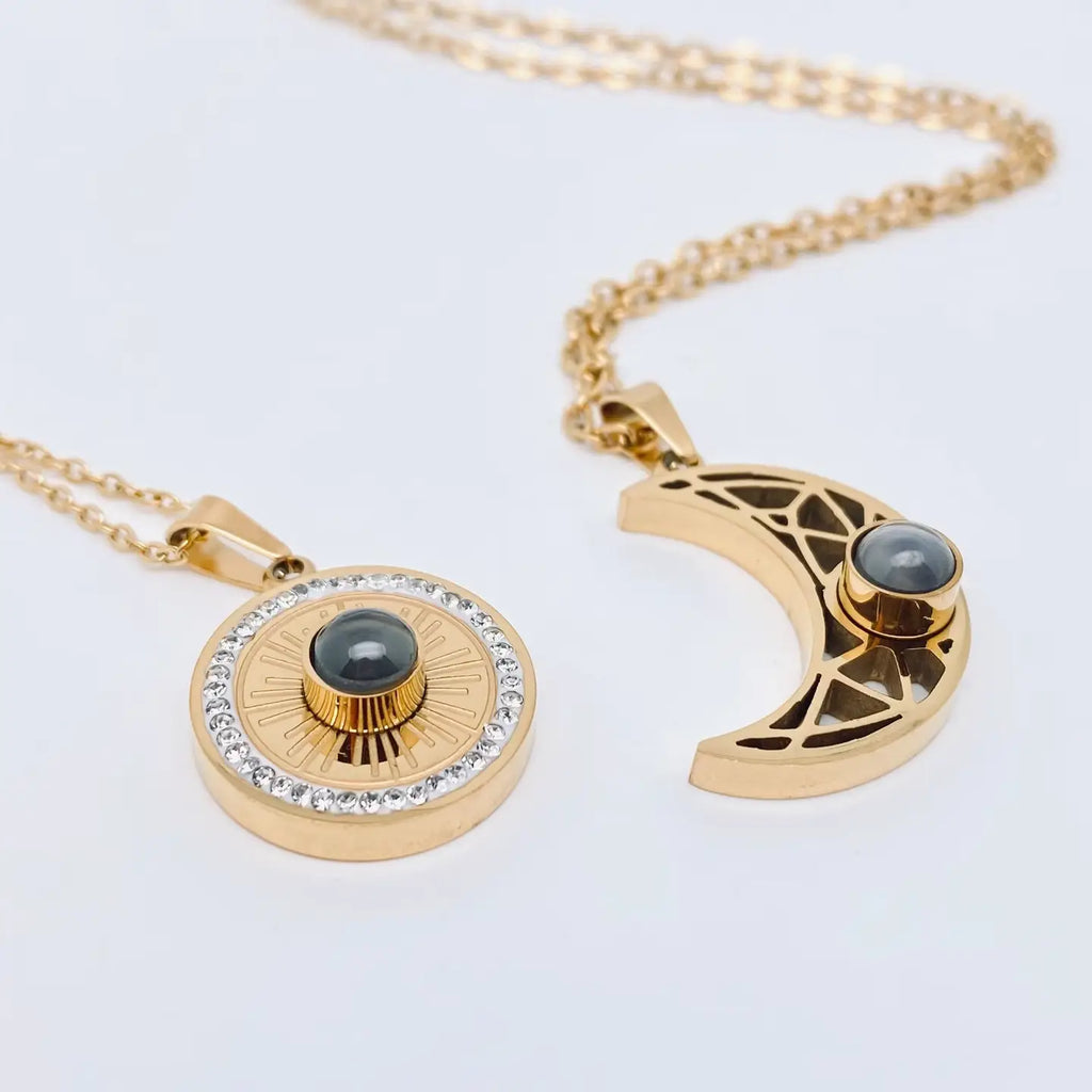 "I Love You" Projection in 100 Languages Couple Necklace