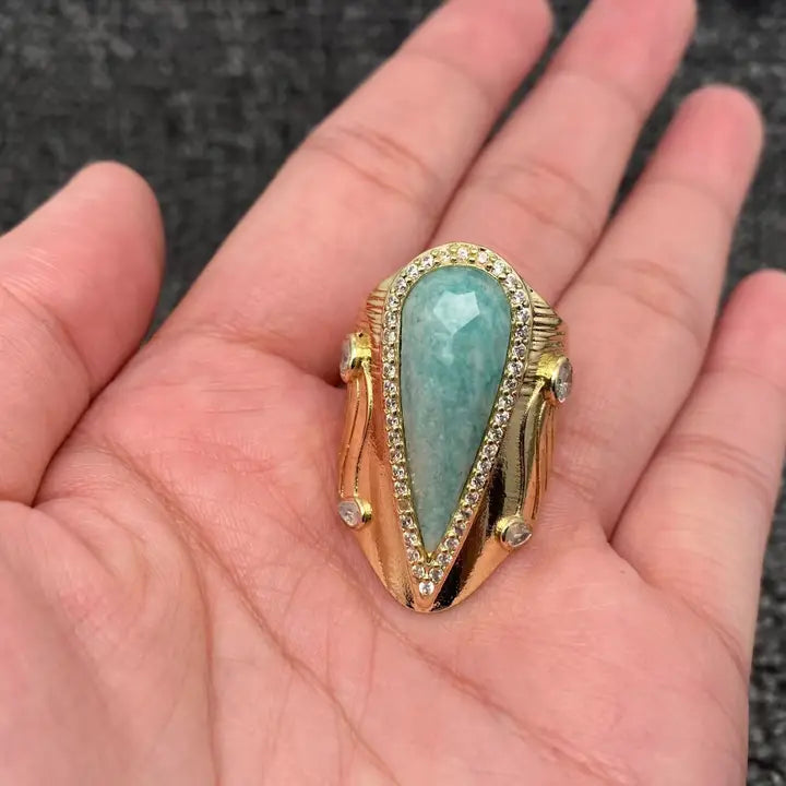 Amazonite Droplet Ring