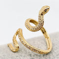 Cubic Zirconia Gold Plated Wrap Snake Ring