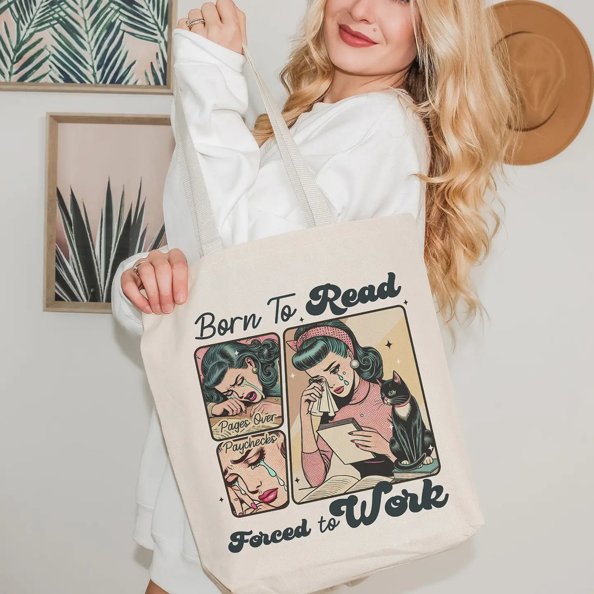 Pages Over Paychecks Tote Bag - beige