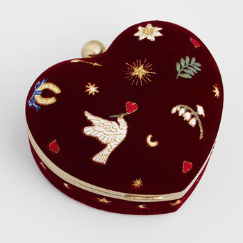 Fable England - Love Scatter Red Velvet Embroidered Jewelry Box