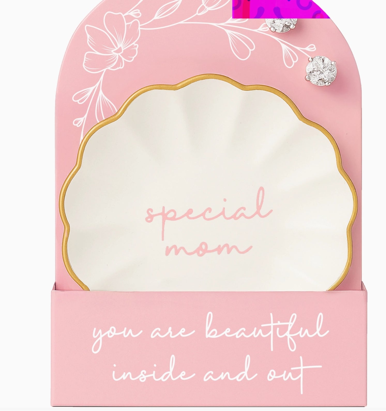 Special Mom - 2.75" Dish 5mm Sterling Silver Cz Earrings