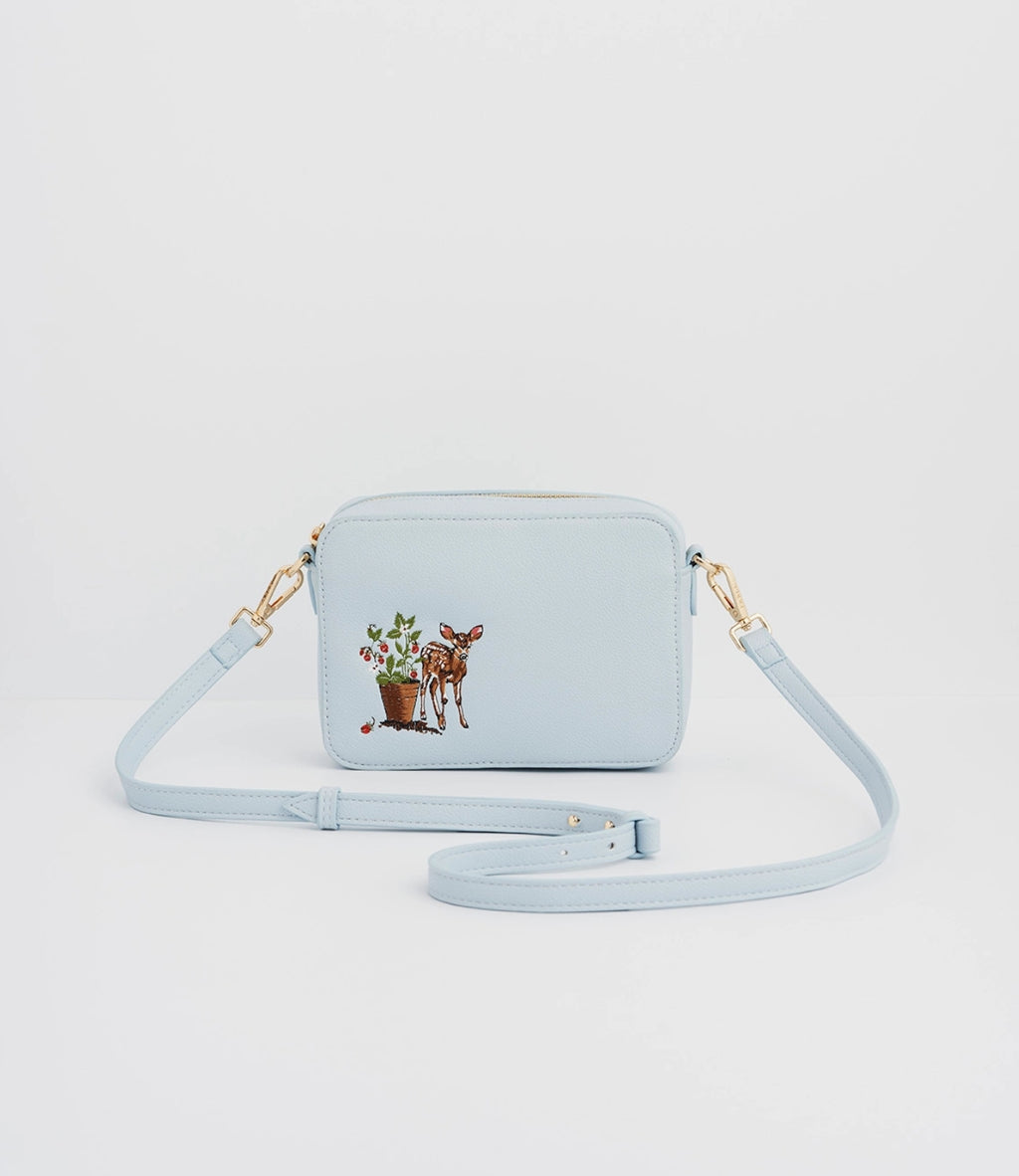 Fable England - Strawberry & Fawn Blue Embroidered Camera Bag