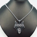 Viking Celtic Wolf Head Amulet Pendant Necklace