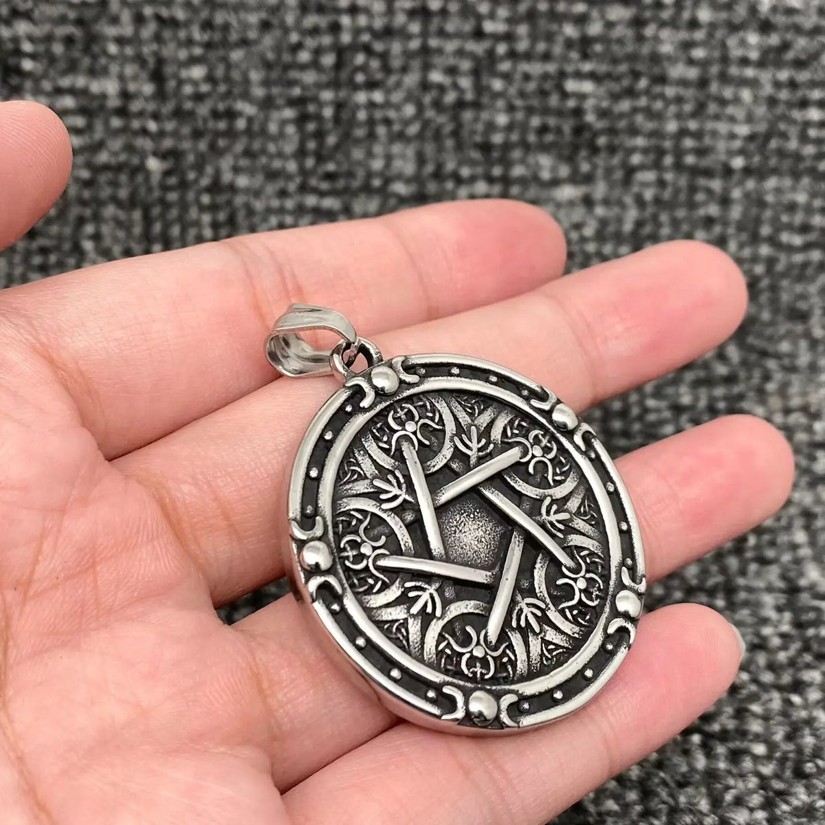 Vintage Magic Pentagram Stainless Steel Craft Necklace
