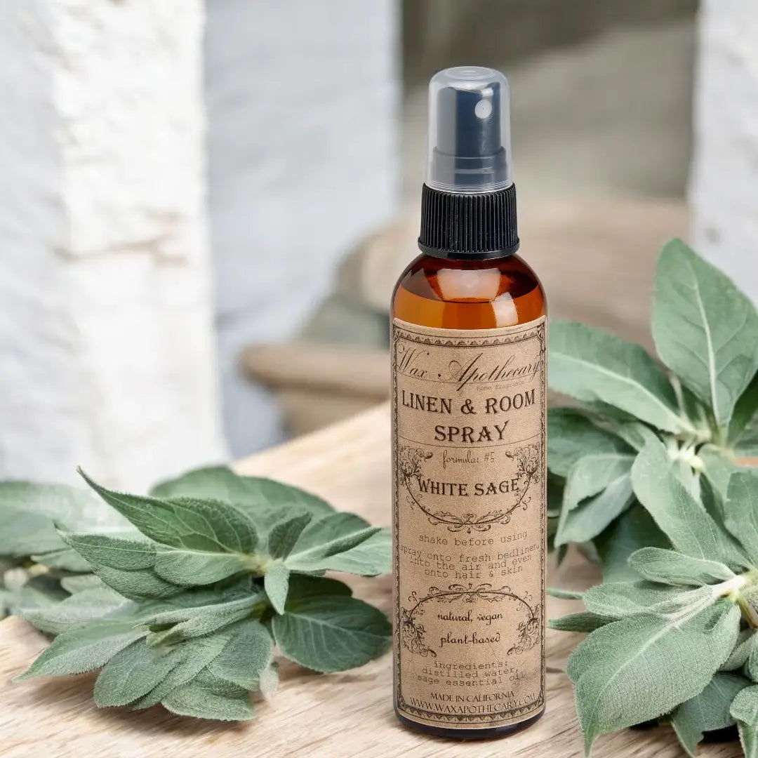 White Sage Linen & Room Spray, 4 oz Amber Bottle