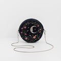 Chloe Midnight Garden Embroidered Circle Bag in Navy Velvet