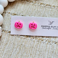 The Pink Pumpkin Studs- Polymer Clay Stud Earrings