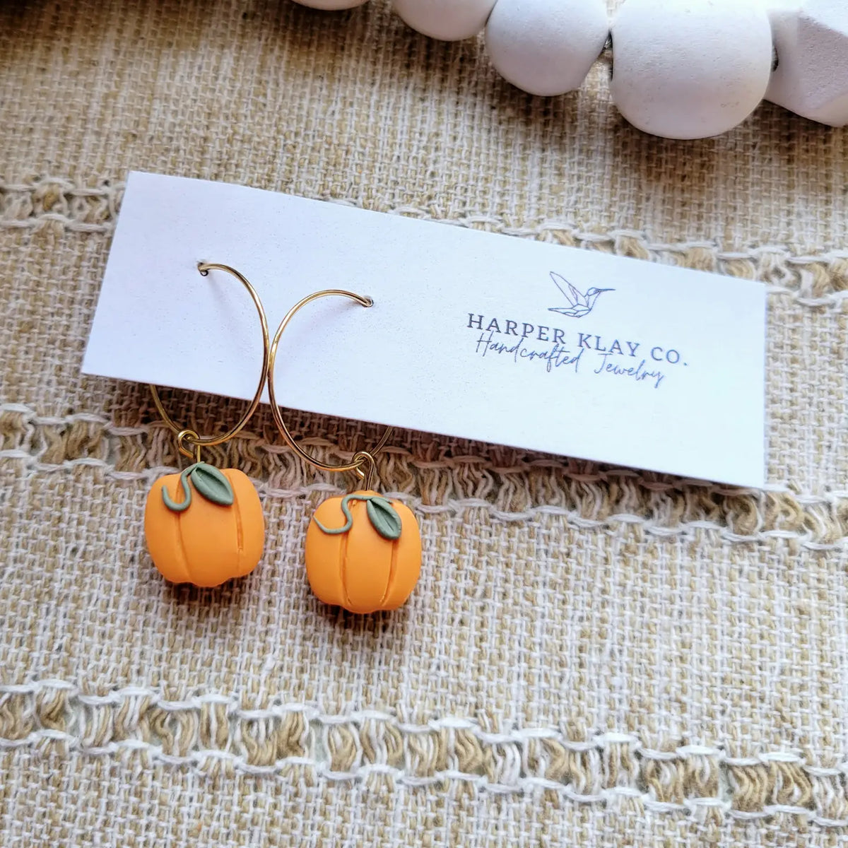 The Pumpkin Charm Hoops-Polymer Clay Hoop Earrings