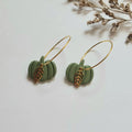 The Pumpkin Hoops - Fall Polymer Clay Earrings - Sage