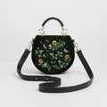 Sunflower Green Velvet Embroidered Top Handle Bag