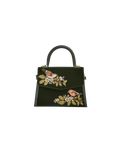 Eliza Wren Embroidered Top handle bag in Green Velvet